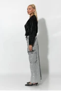 Jean cargo wide leg splatter bleach γκρι