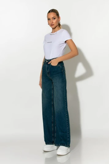 Jean wide leg μπλε