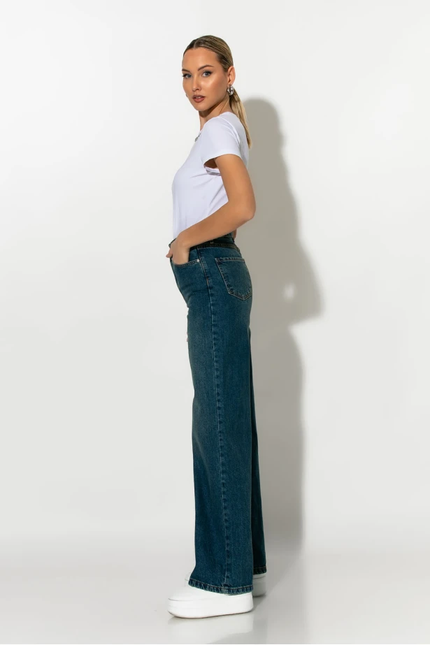 Jean wide leg μπλε