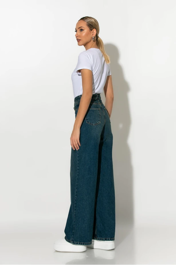 Jean wide leg μπλε