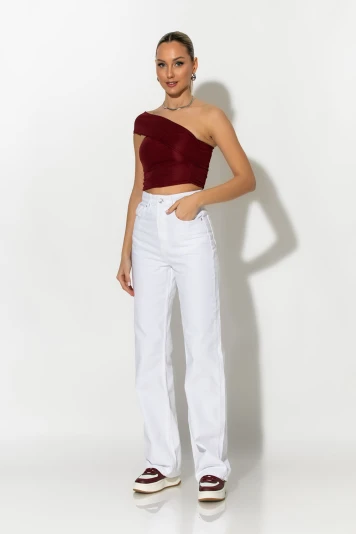 Jean straight leg λευκό