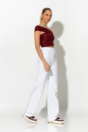 Jean straight leg λευκό