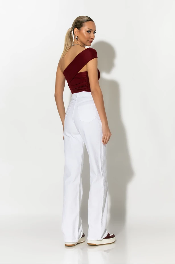 Jean straight leg λευκό