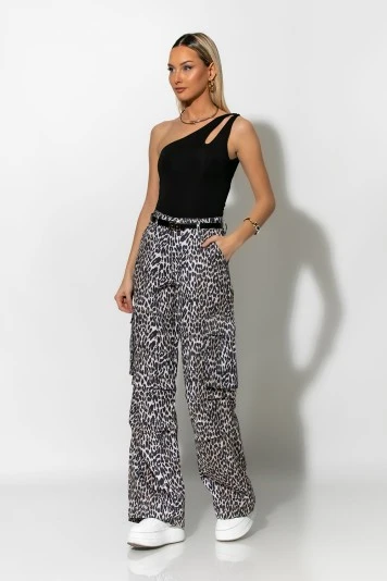 Cargo παντελόνα loose fit leopard μπεζ