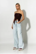Jean wide leg loose fit με μεγάλες τσέπες μπλε ανοιχτό Jean wide leg loose fit με μεγάλες τσέπες μπλε ανοιχτό