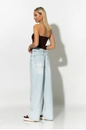 Jean wide leg loose fit με μεγάλες τσέπες μπλε ανοιχτό Jean wide leg loose fit με μεγάλες τσέπες μπλε ανοιχτό