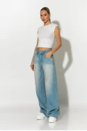 Jean wide leg loose fit με μεγάλες τσέπες μπλε ανοιχτό Jean wide leg loose fit με μεγάλες τσέπες μπλε ανοιχτό