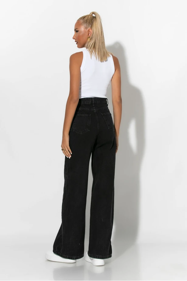 Jean wide leg μαύρο Jean wide leg μαύρο