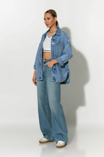 Jean wide leg loose fit μπλε