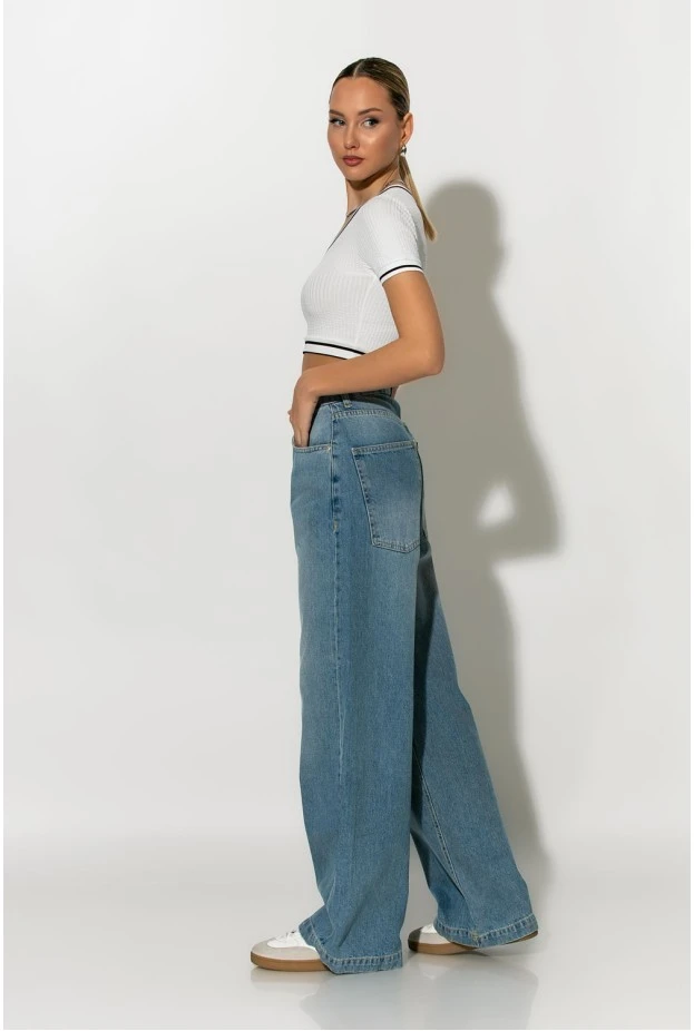 Jean wide leg loose fit μπλε