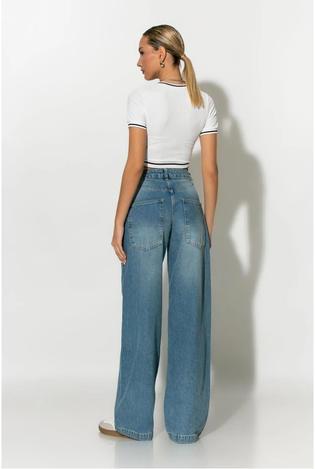 Jean wide leg loose fit μπλε