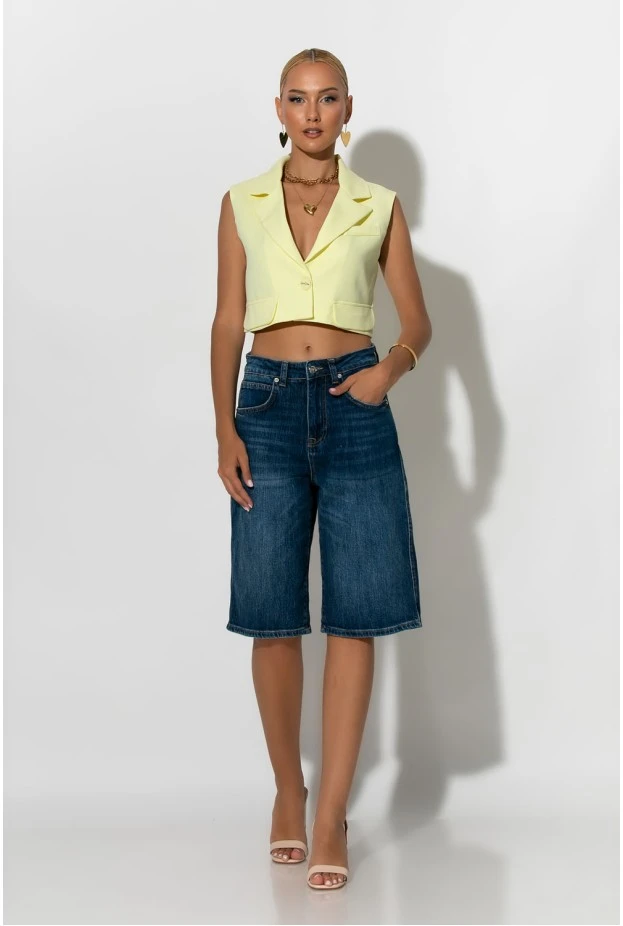 Jean loose fit βερμούδα μπλε σκούρο