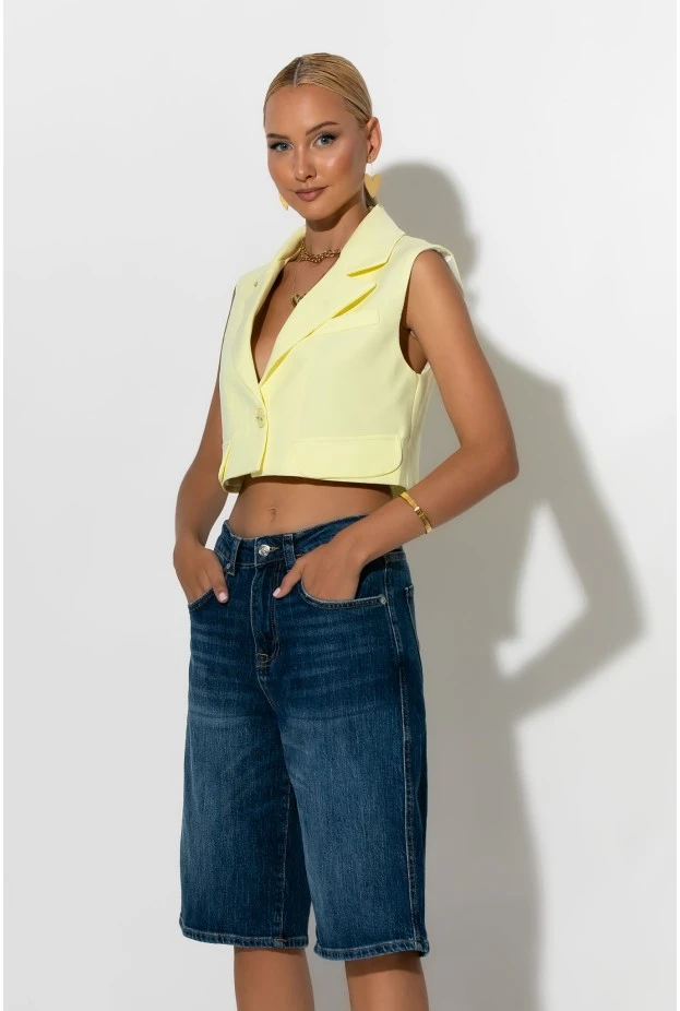 Jean loose fit βερμούδα μπλε σκούρο