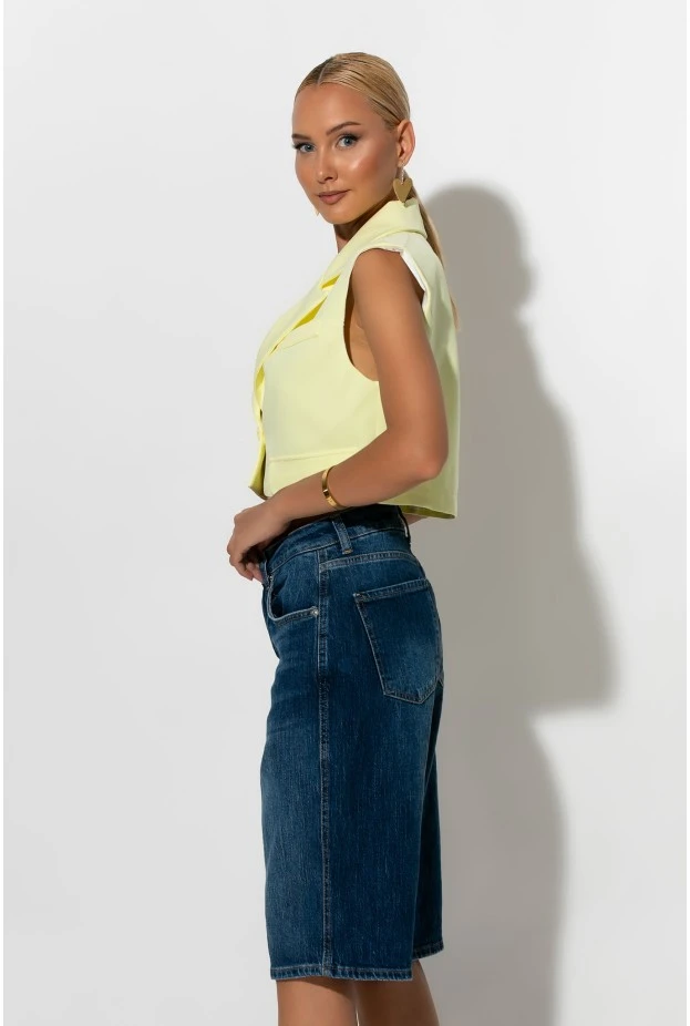 Jean loose fit βερμούδα μπλε σκούρο