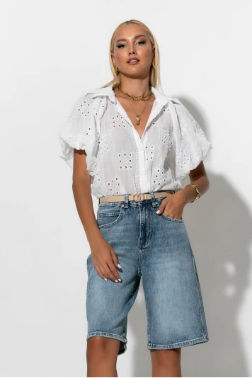 Jean loose fit βερμούδα μπλε 