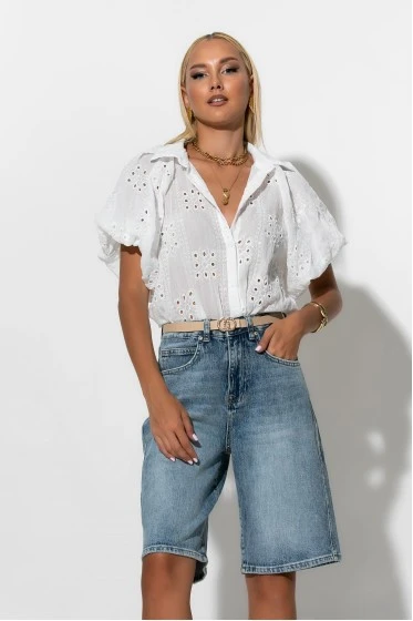 Jean loose fit βερμούδα μπλε ανοιχτό