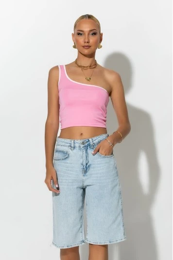 Jean loose fit βερμούδα μπλε σκούρο