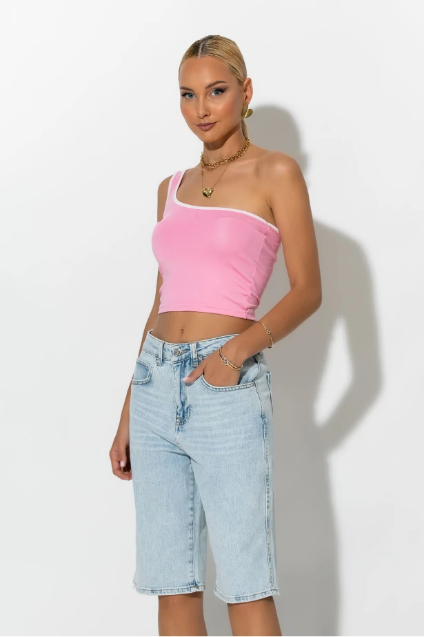 Jean loose fit βερμούδα μπλε ανοιχτό