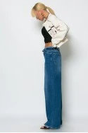 Jean baggy loose fit με γύρισμα στην μέση μπλε