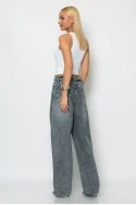 Jean baggy loose fit με γύρισμα στην μέση ανθρακί