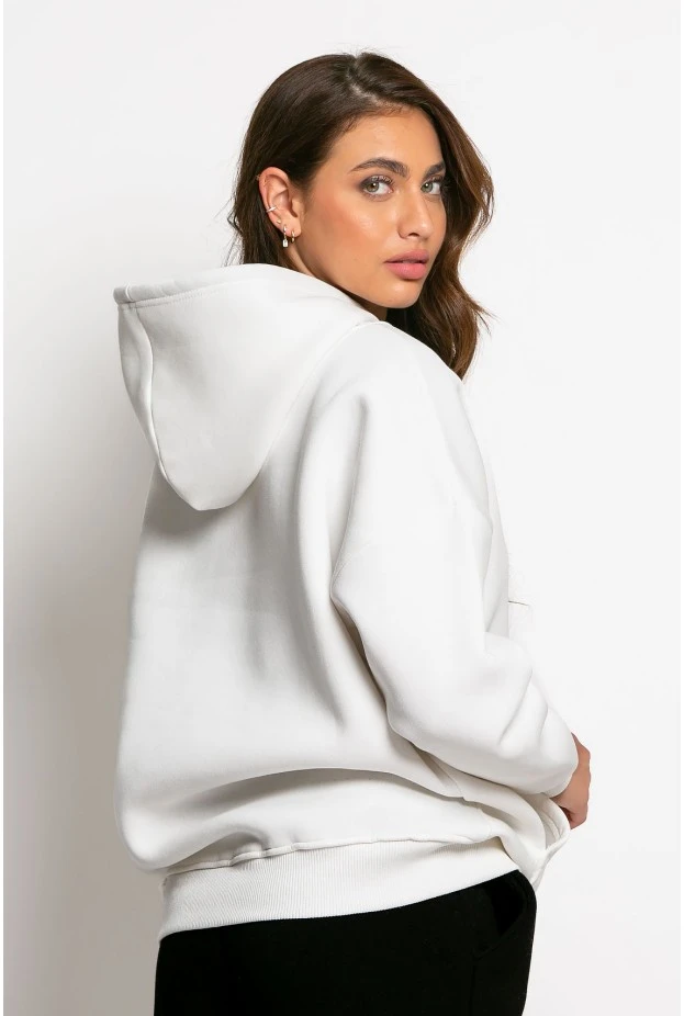 Μπλούζα φούτερ με επένδυση φλις (hello) μαύρο