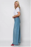Jean wide leg μπλε με στρας και ξέφτια μπλε ανοιχτό