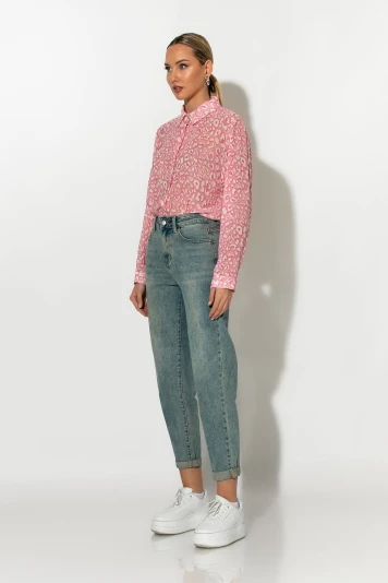 Jean mom fit μπλε