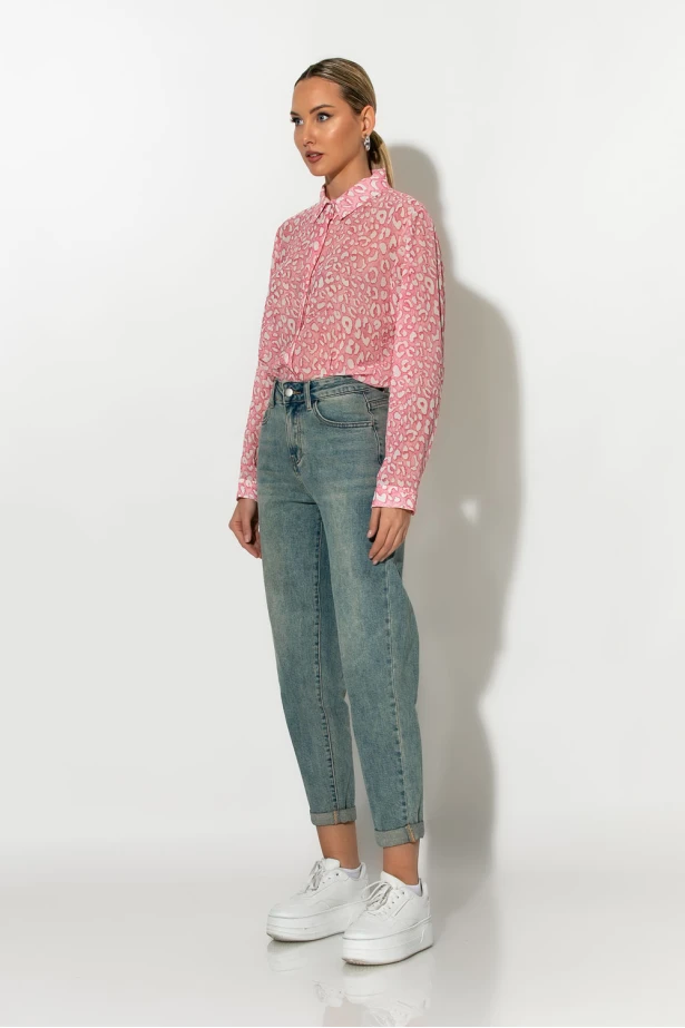 Jean mom fit μπλε