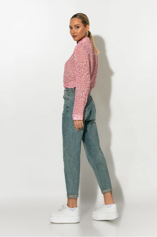 Jean mom fit μπλε