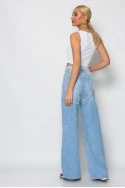 Jean wide leg με αποσμπώμενη λεπτομέρεια δαντέλας μπλε ανοιχτό