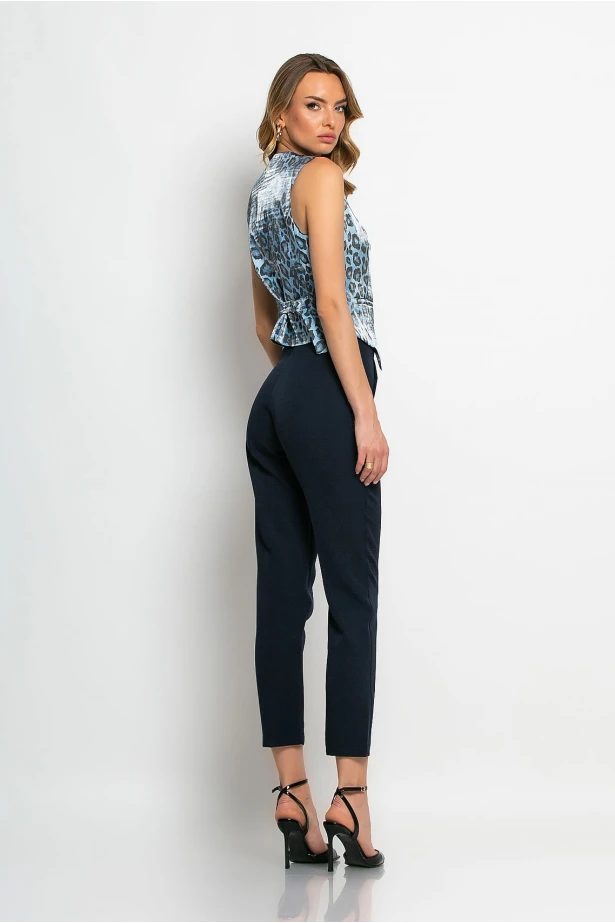 Παντελόνι cropped ψηλόμεσο μπλε navy