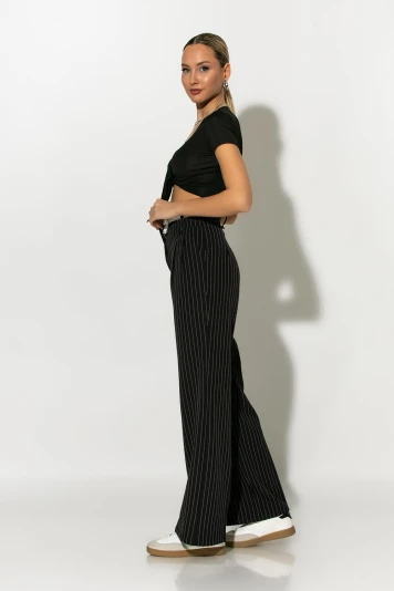 Παντελόνι ριγέ tailoring μαύρο