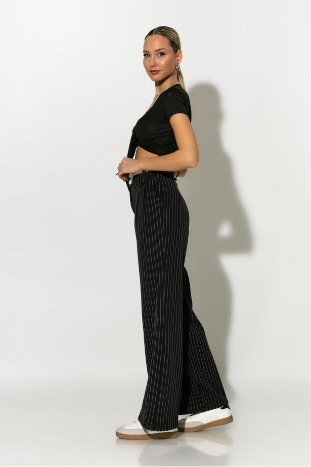 Παντελόνι ριγέ tailoring μαύρο