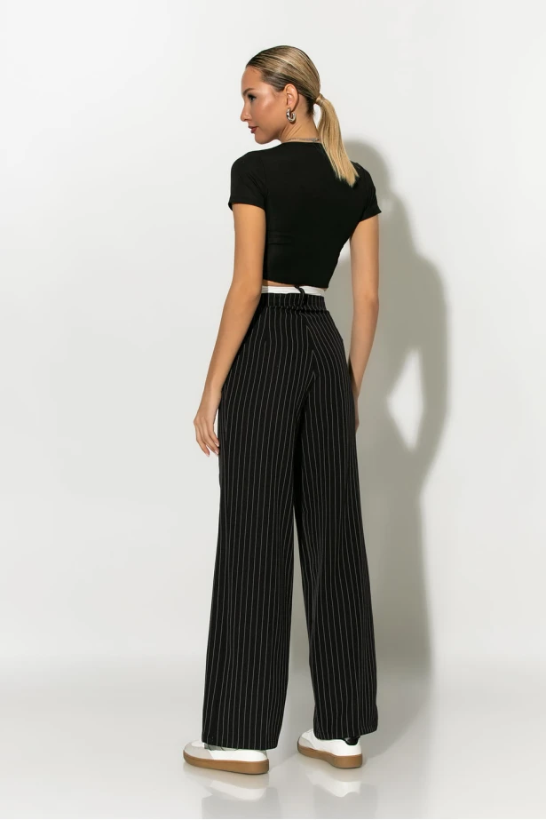 Παντελόνι ριγέ tailoring μαύρο