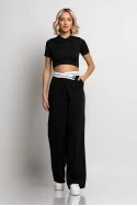 Παντελόνι tailoring με λοξό κούμπωμα μαύρο