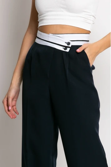 Παντελόνι tailoring με λοξό κούμπωμα μπλε navy