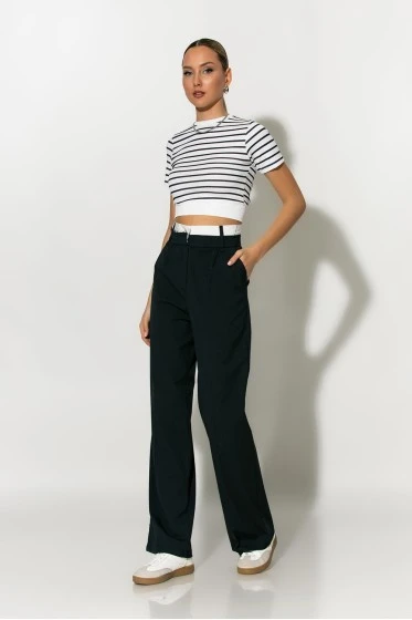Παντελόνα με ξέφτια tailoring ανθρακί