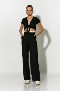 Παντελόνα frayed waist tailoring μαύρο Παντελόνα frayed waist tailoring μαύρο