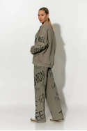 Παντελόνι φούτερ με graffiti-style prints γκρι-μπεζ
