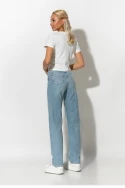 Jean straight leg με διχρωμία στην μέση μπλε ανοιχτό