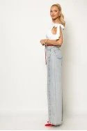 Jean wide leg με πιέτα στο πλάι ανθρακί
