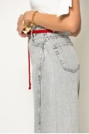 Jean wide leg με πιέτα στο πλάι ανθρακί
