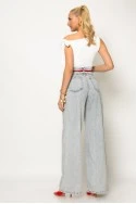 Jean wide leg με πιέτα στο πλάι ανθρακί