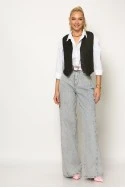 Jean wide leg με πιέτα στο πλάι ανθρακί