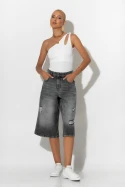 Jean baggy βερμούδα με φθορές ανθρακί Jean baggy βερμούδα με φθορές ανθρακί