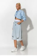 Jean loose boxer βερμούδα με φθορές μπλε