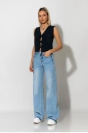 Jean wide leg με μικρές φθορές μπλε Jean wide leg με μικρές φθορές μπλε