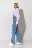 Asymmetric button jean wide leg μπλε Asymmetric button jean wide leg μπλε