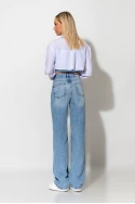 Asymmetric button jean wide leg μπλε Asymmetric button jean wide leg μπλε
