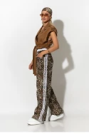Boxer jean leopard print με ρίγες στο πλάι μπεζ Boxer jean leopard print με ρίγες στο πλάι μπεζ